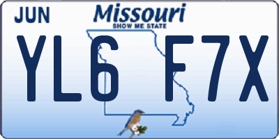 MO license plate YL6F7X