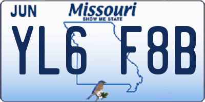 MO license plate YL6F8B