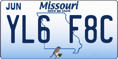 MO license plate YL6F8C