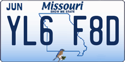 MO license plate YL6F8D