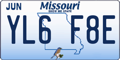 MO license plate YL6F8E