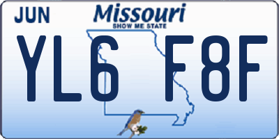 MO license plate YL6F8F