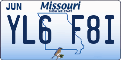 MO license plate YL6F8I
