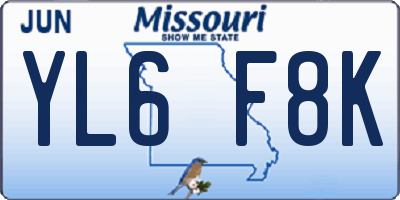 MO license plate YL6F8K