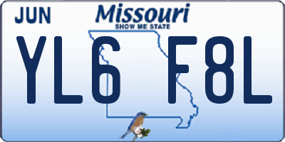 MO license plate YL6F8L