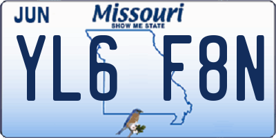 MO license plate YL6F8N