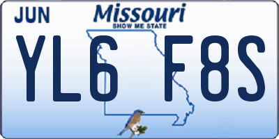 MO license plate YL6F8S