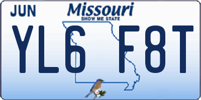 MO license plate YL6F8T