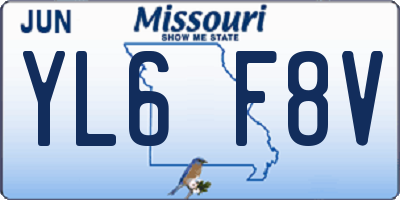 MO license plate YL6F8V