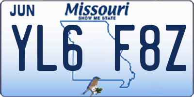 MO license plate YL6F8Z