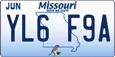 MO license plate YL6F9A