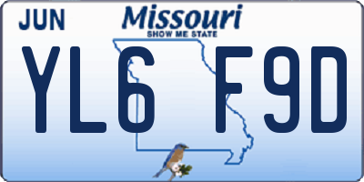 MO license plate YL6F9D