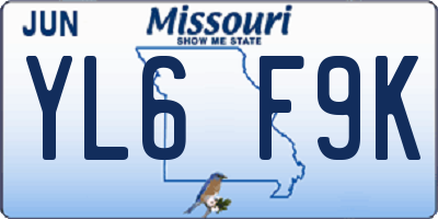 MO license plate YL6F9K