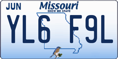 MO license plate YL6F9L