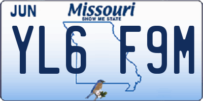 MO license plate YL6F9M