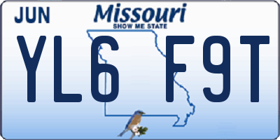MO license plate YL6F9T
