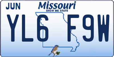 MO license plate YL6F9W