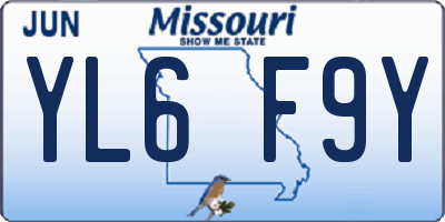 MO license plate YL6F9Y