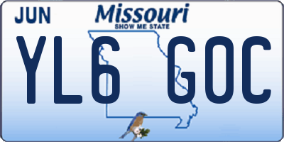 MO license plate YL6G0C