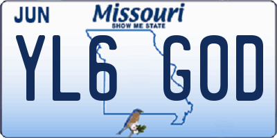 MO license plate YL6G0D