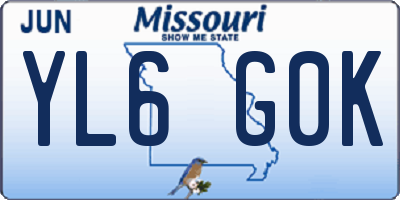 MO license plate YL6G0K