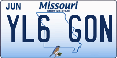MO license plate YL6G0N