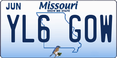 MO license plate YL6G0W