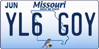 MO license plate YL6G0Y