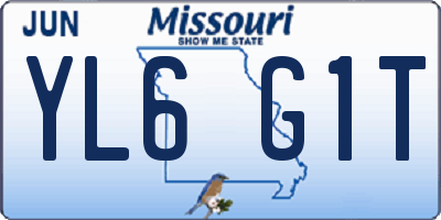MO license plate YL6G1T