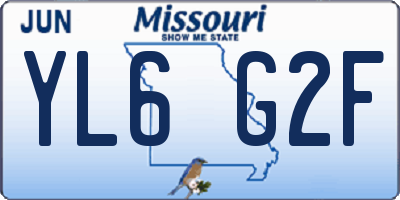 MO license plate YL6G2F