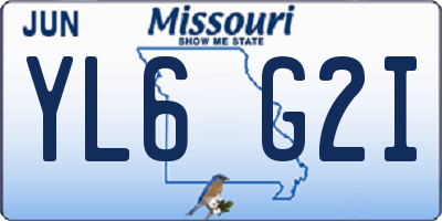 MO license plate YL6G2I