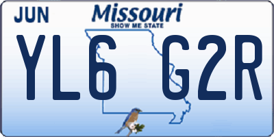 MO license plate YL6G2R