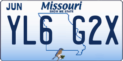 MO license plate YL6G2X