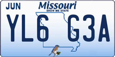 MO license plate YL6G3A
