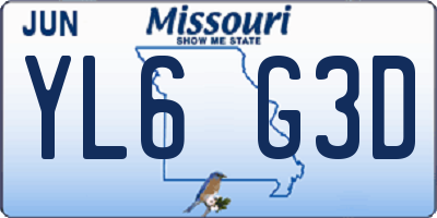 MO license plate YL6G3D