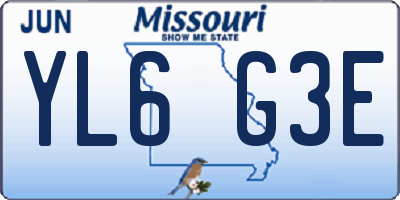 MO license plate YL6G3E