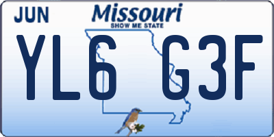 MO license plate YL6G3F