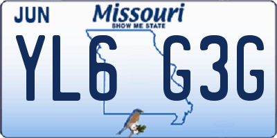 MO license plate YL6G3G