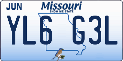 MO license plate YL6G3L