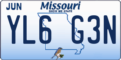 MO license plate YL6G3N