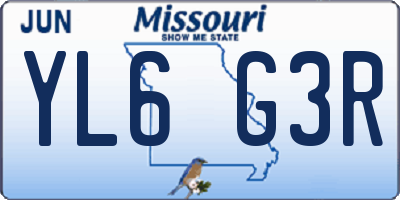 MO license plate YL6G3R
