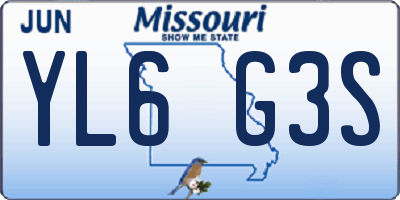 MO license plate YL6G3S