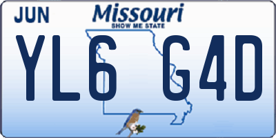 MO license plate YL6G4D