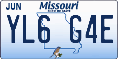 MO license plate YL6G4E