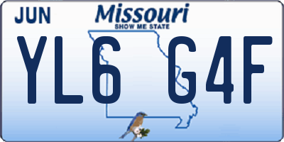 MO license plate YL6G4F