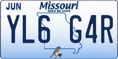 MO license plate YL6G4R