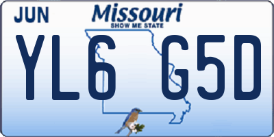 MO license plate YL6G5D