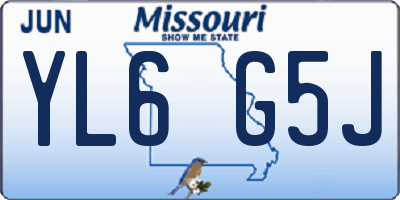MO license plate YL6G5J