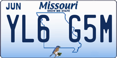 MO license plate YL6G5M