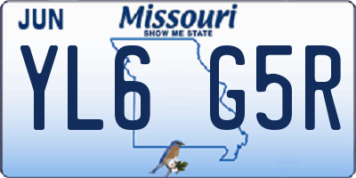 MO license plate YL6G5R